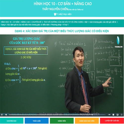 Khóa học HÌNH HỌC 10 - CƠ BẢN + NÂNG CAO thầy Nguyễn Chiến - 09 tháng