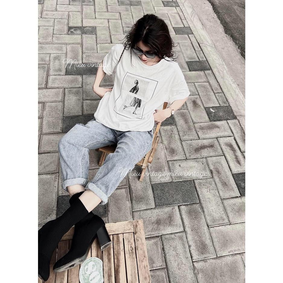 Áo Thun Unisex Cô Gái Trắng Đen Lạ Mắt
