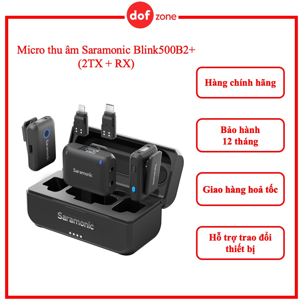 Micro thu âm Saramonic Blink500B2+ (2TX + RX) - Hàng chính hãng