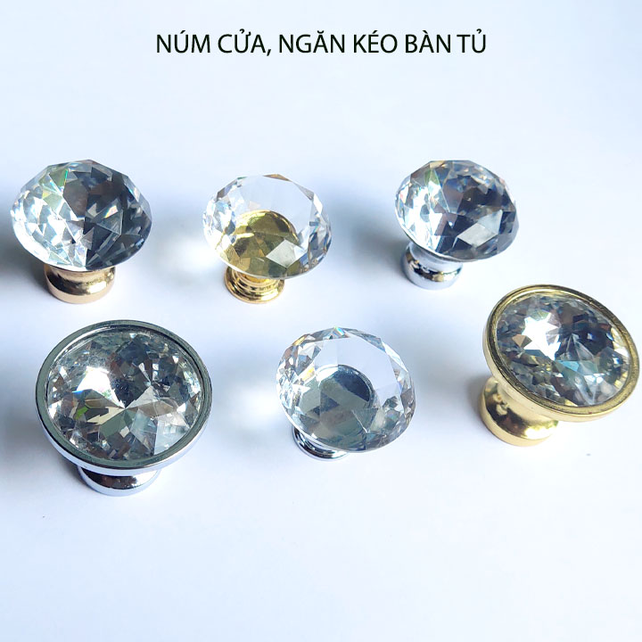 Núm cửa, ngăn kéo bàn tủ bằng thủy tinh và hợp kim kẽm