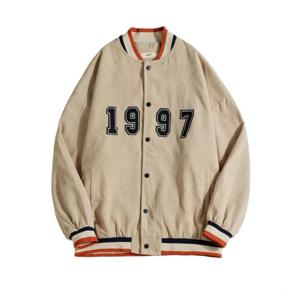Áo khoác bomber kaki nhung bóng chày unisex form rộng 1997 nam nữ đẳng cấp việt