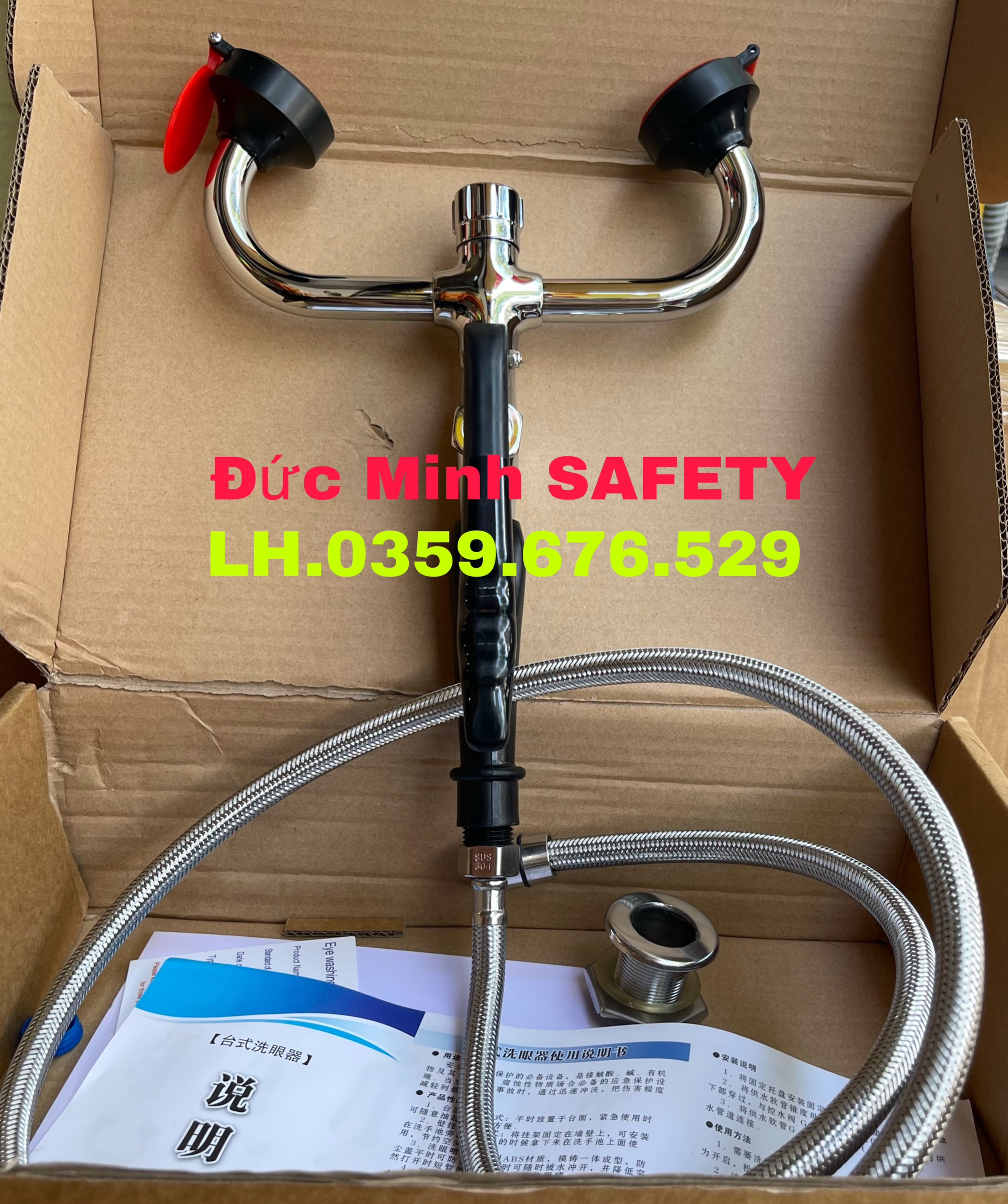 Vòi Rửa Mắt Khẩn Cấp UK301- Chất liệu inox 304 cao cấp
