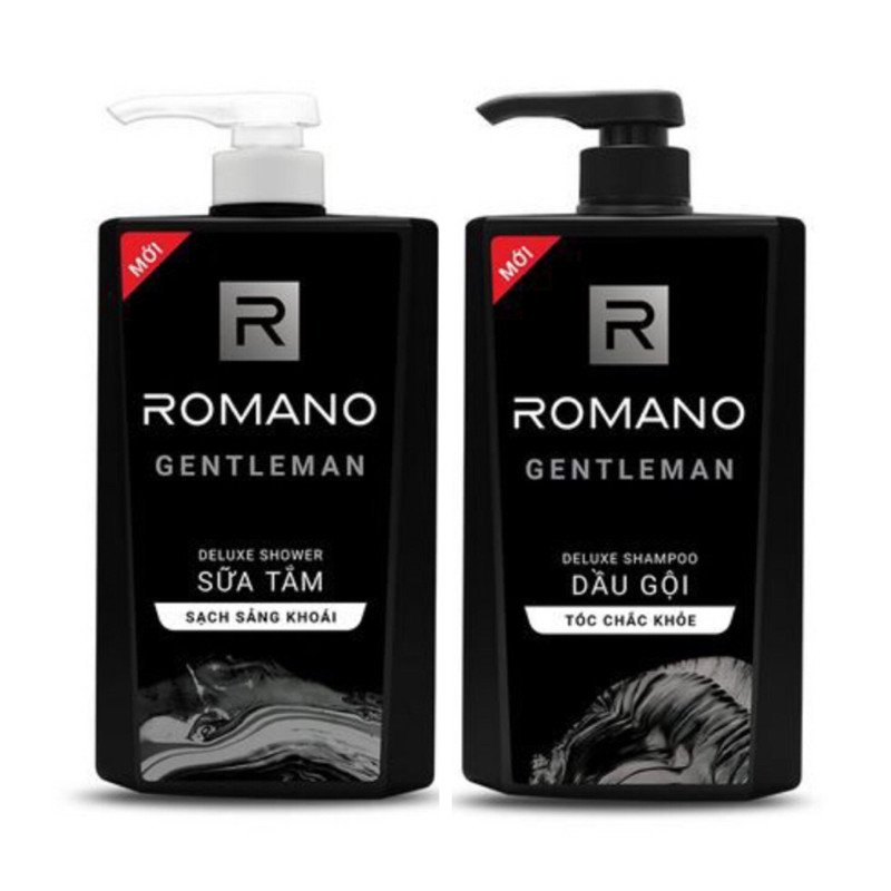 Combo dầu gội và sữa tắm Romano Gentlemen 650g*2 tặng kèm lăn khử mùi 40ml