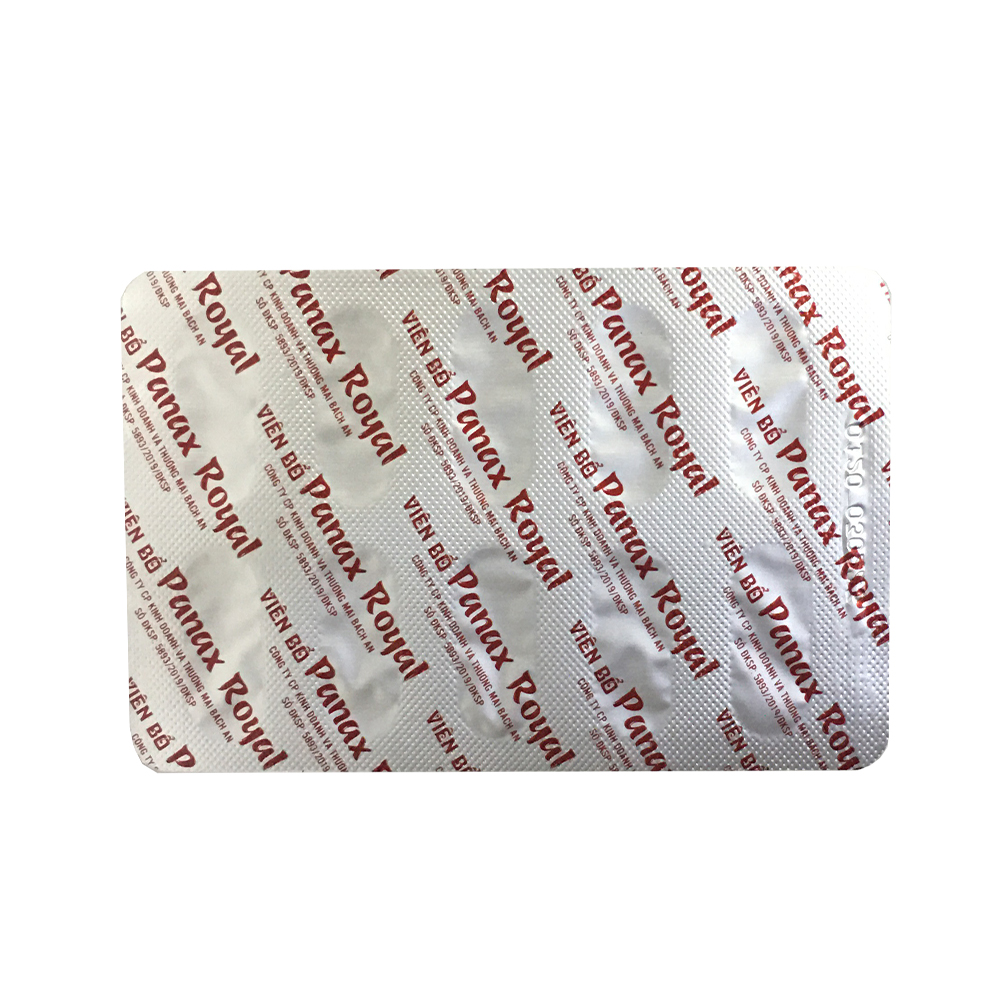 TPCN - Viên Bổ Panax Royal - Hộp 6 vỉ x 10 viên - Giúp bồi bổ cơ thể, tăng cường sức đề kháng, tăng cường hấp thu và chuyển hóa chất dinh dưỡng. Giúp ăn ngon, ngủ ngon.