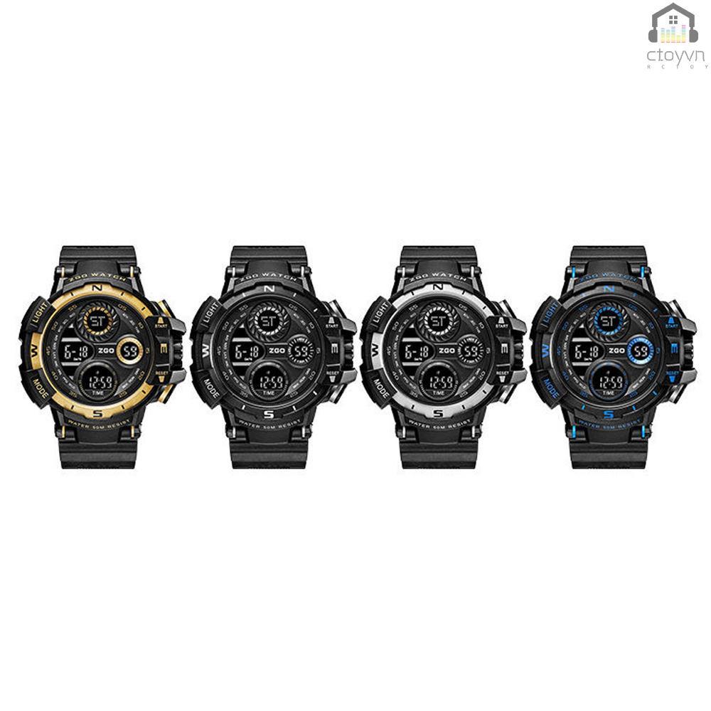 Đồng hồ đeo tay điện tử chống thấm nước màn hình lớn có báo thức và chuông báo cho nam