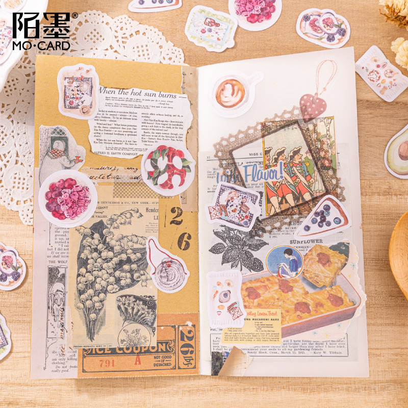 Hộp 46 Nhãn dán sticker Bữa sáng mùa hè trang trí sổ tay bullet journal M741