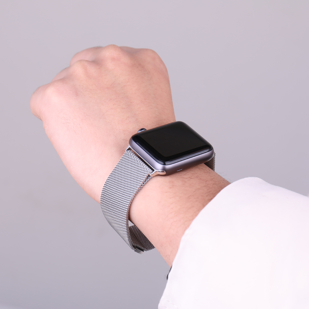 Dây đeo kim loại thay thế cho đồng hồ IOS Series 1/2/3/4 bằng thép không gỉ không cần ốc vít