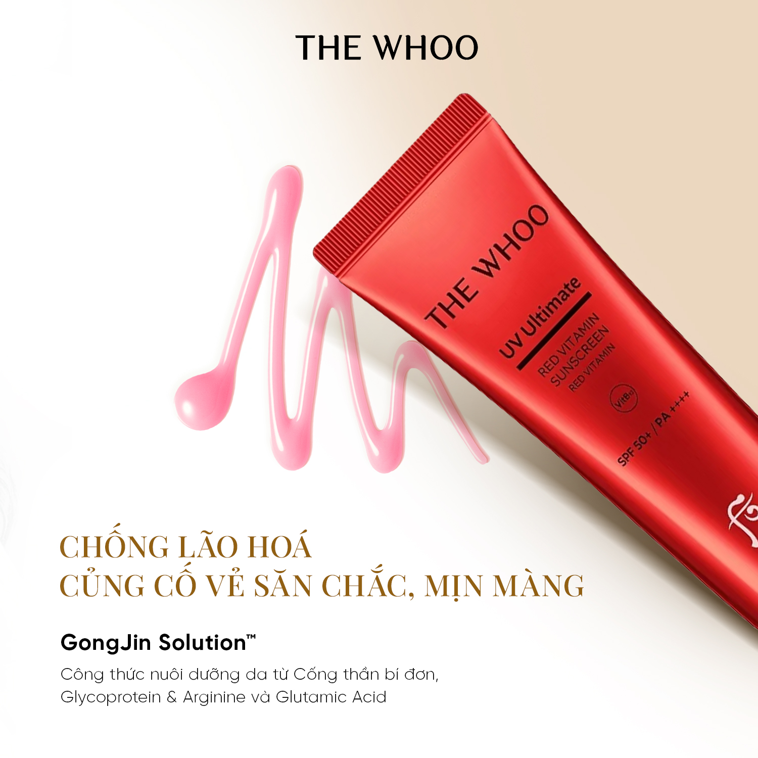 Tinh chất chống nắng chống lão hóa, chống oxy hóa làm dịu da The Whoo UV Red Vitamin Sunscreen 50ml