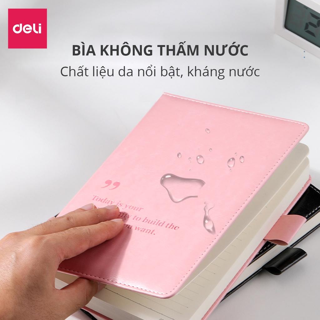 Sổ tay ghi chép A5 Kẻ Ngang Bìa Da Cao Cấp Deli - 300 trang, 80/100gsm, Chống Nước, Làm Quà Tặng Sang Trọng