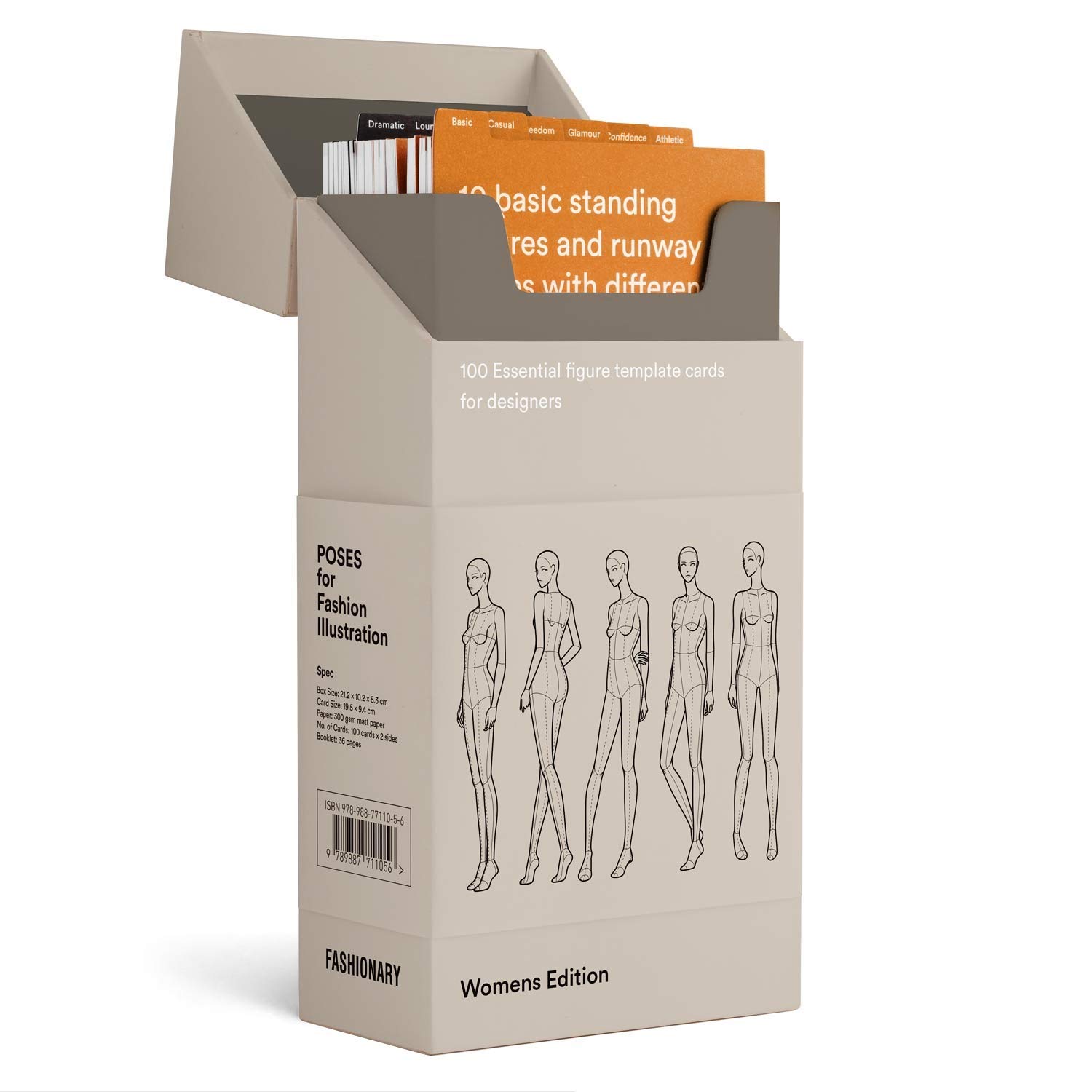 Poses for Fashion Illustration (Card Box) : 100 essential figure template cards for designers