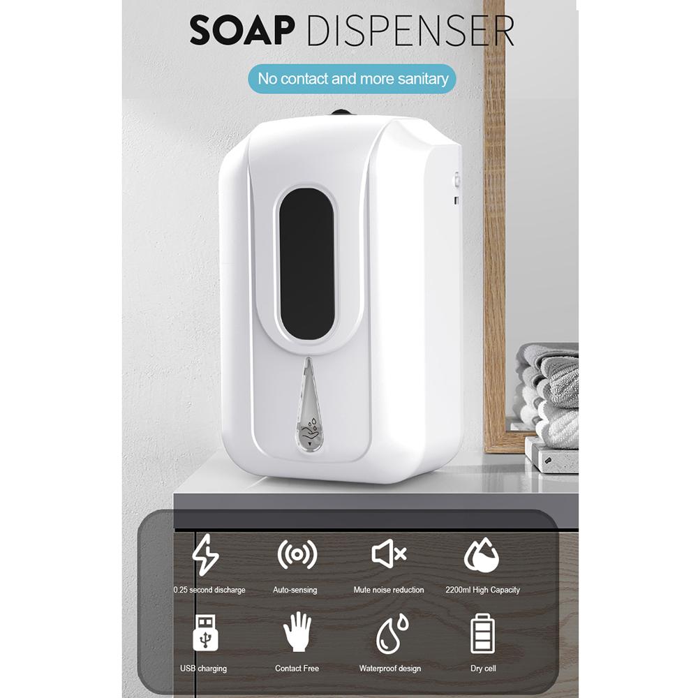 Máy phân phối xà phòng treo tường,dung tích lớn 2200ml,cảm ứng hồng ngoại,Được làm bằng vật liệu ABS và PC cao cấp