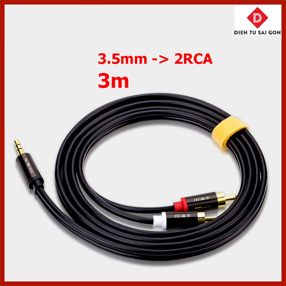 Cáp chuyển âm thanh từ ngõ 3.5 aux ra ngõ hoa sen đỏ trắng 2RCA JH-A120