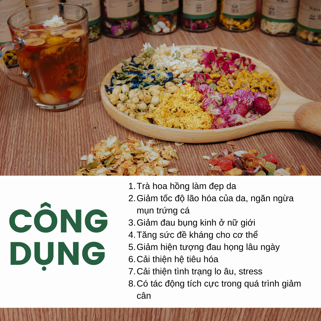 Combo Trà Hoa Hồng, Táo Đỏ, Kỷ Tử, Hoa Nhài SIÊU THỊ THIÊN NHIÊN Giúp Làm Đẹp Da, Tăng Sức Đề Kháng Bồi Bổ Sức Khỏe 100g/Túi