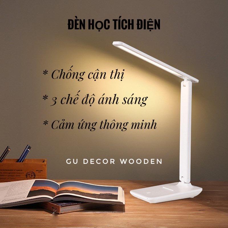 Đèn học chống cận bảo vệ mắt, Đèn led tích điện điều chỉnh 3 chế độ ánh sáng chỉ với 1 chạm