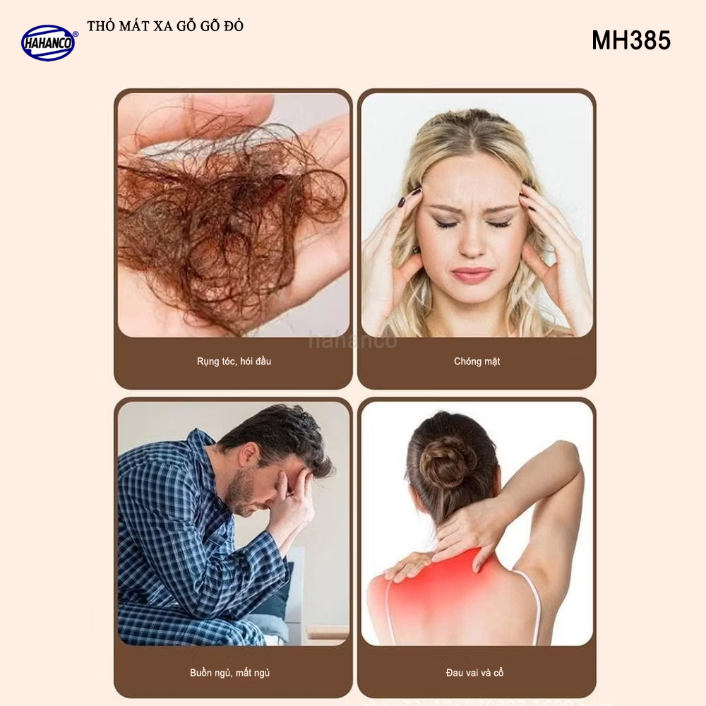 Dụng Cụ Mát Xa Tai Thỏ 5 Răng Gỗ Gõ Đỏ Thư Giãn Giảm Dụng Tóc - HAHANCO - MH385