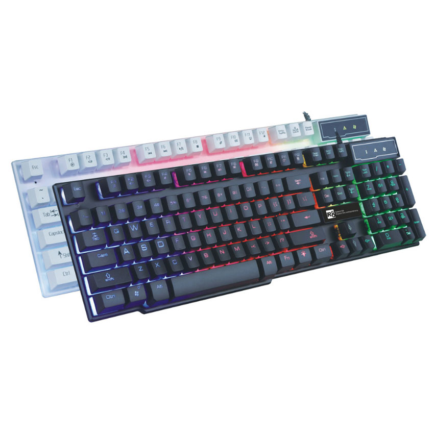 Bàn phím Keyboard R8 1822 giả cơ LED có dây cổng USB - Hàng Chính hãng