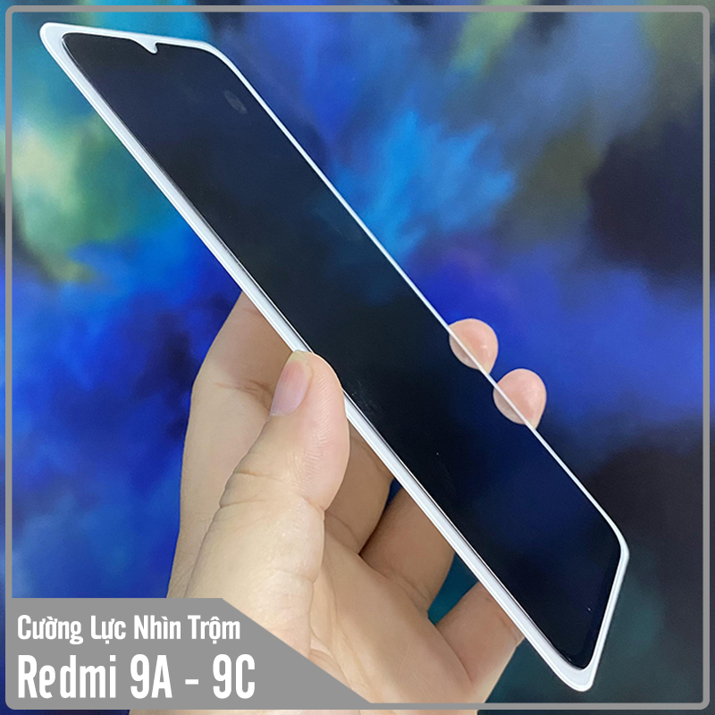 Kính cường lực cho Xiaomi Redmi 9A - 9C chống nhìn trộm full viền đen
