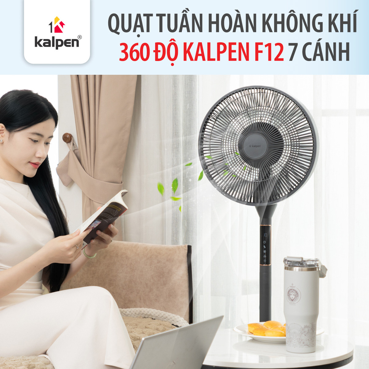 Quạt tuần hoàn không khí 360 độ Kalpen F12 7 cánh - Hàng chính hãng