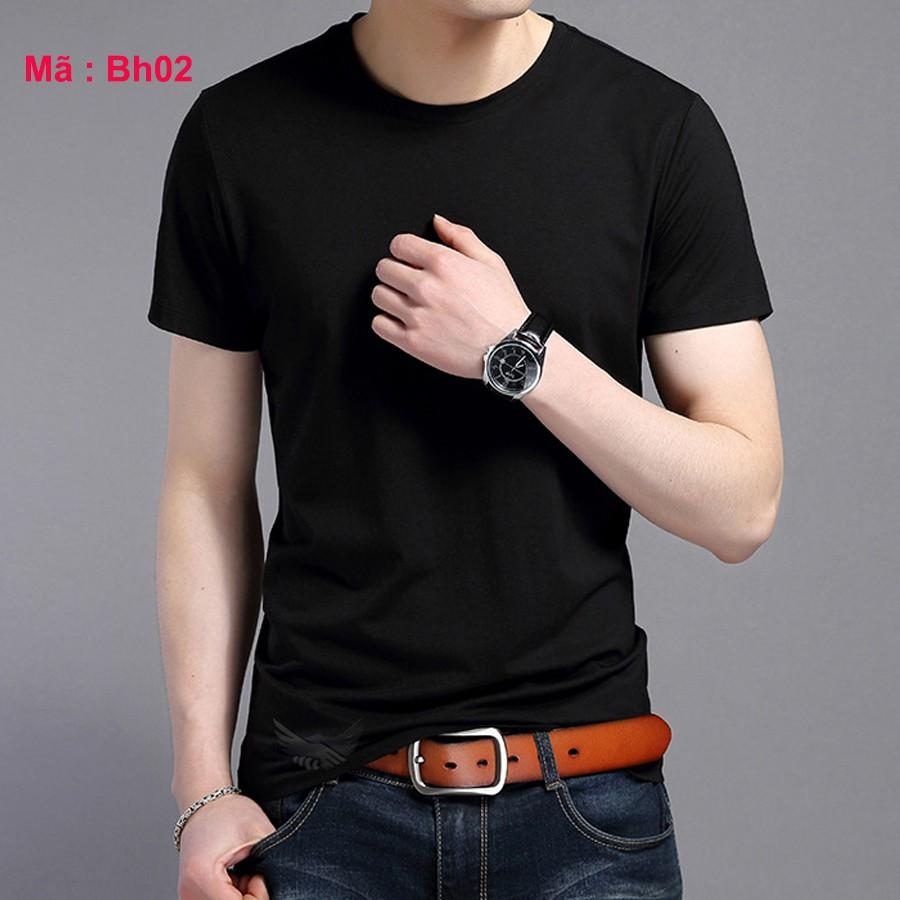 Áo thun nam cổ tròn màu đen