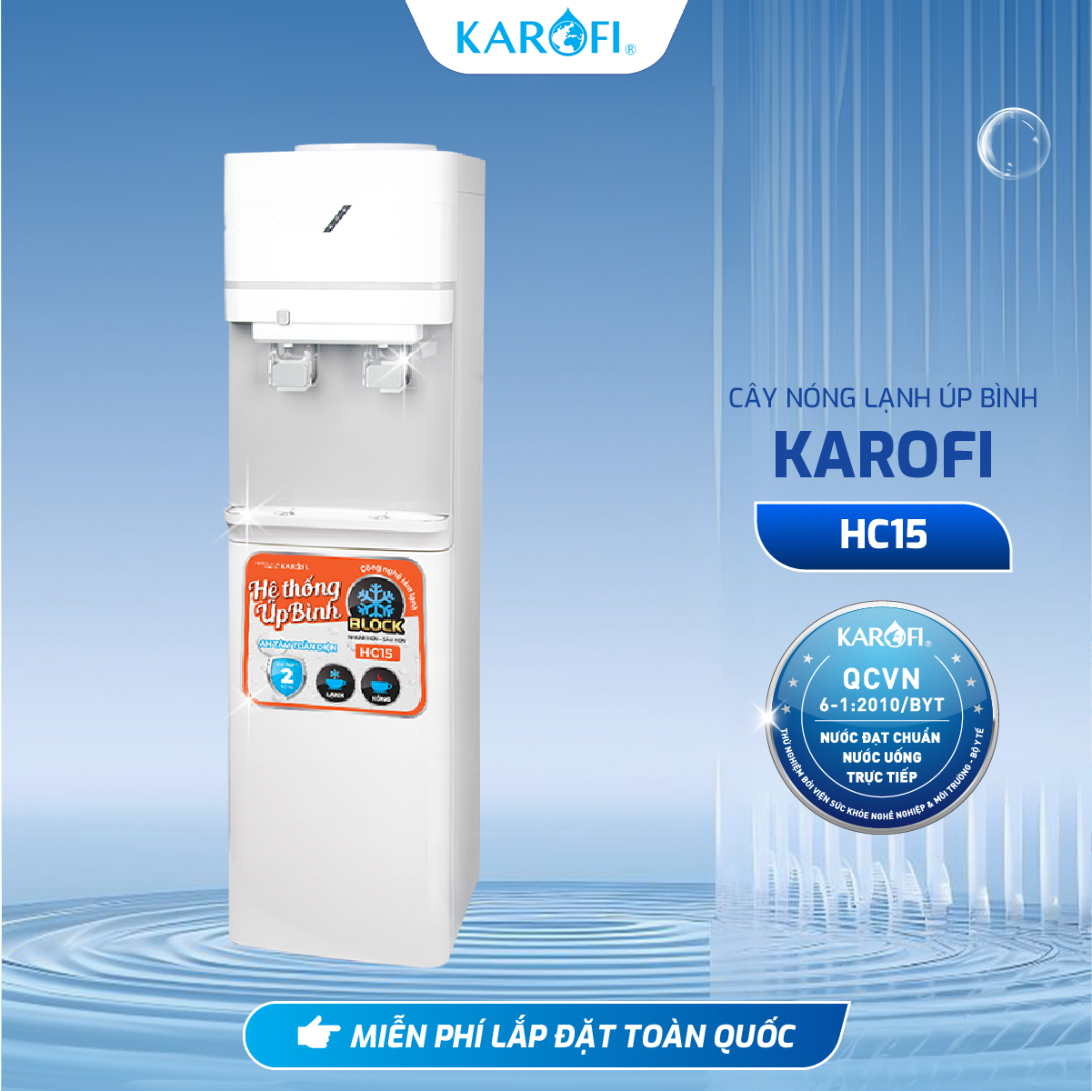 Cây nước nóng lạnh úp bình 2 vòi có khoang chứa đồ KAROFI HC15 - Bảo hành 24 tháng - Hàng Chính Hãng