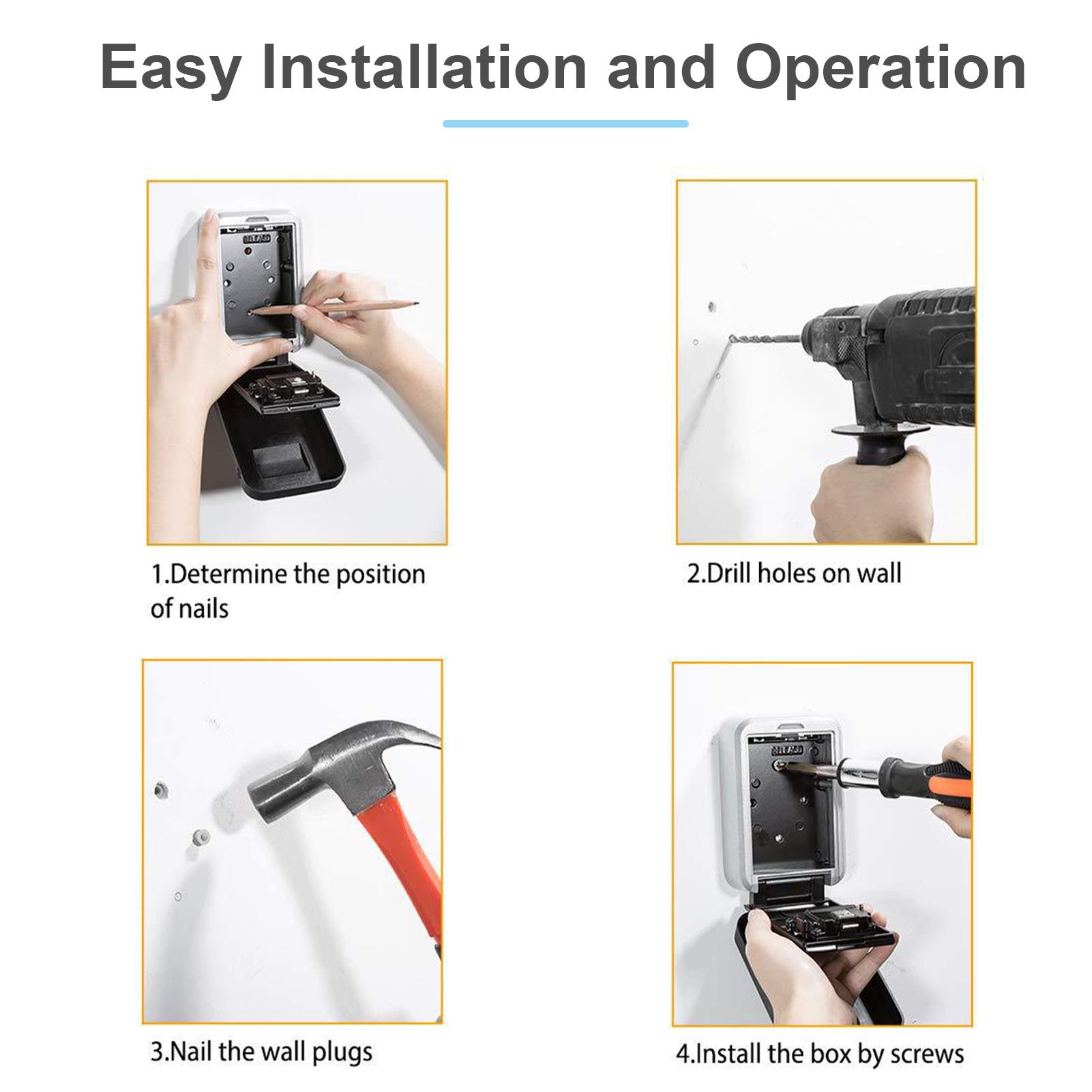Hộp khóa chìa khóa Treo tường bằng hộp kim nhôm Mật khẩu 4 chữ số Không thấm nước