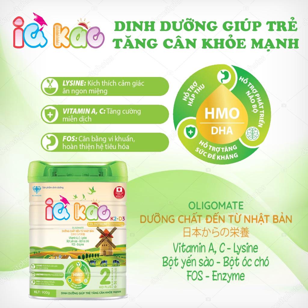 Sữa bột IQ KAO KID PLUS giúp trẻ ăn ngon tiêu hóa tốt tăng cân khỏe mạnh tăng sức đề kháng hộp 900g