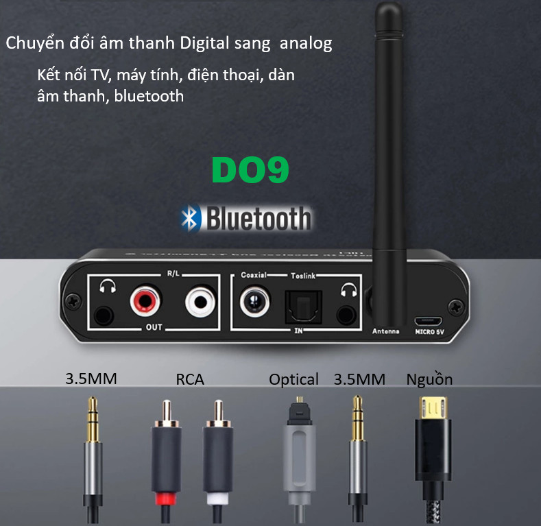 Bộ chuyển đổi âm thanh Optical to AV D09 Không Dây DAC Với Bộ Thu Phát Bluetooth Bộ Giải Mã Bluetooth Âm Thanh Nổi HiFi