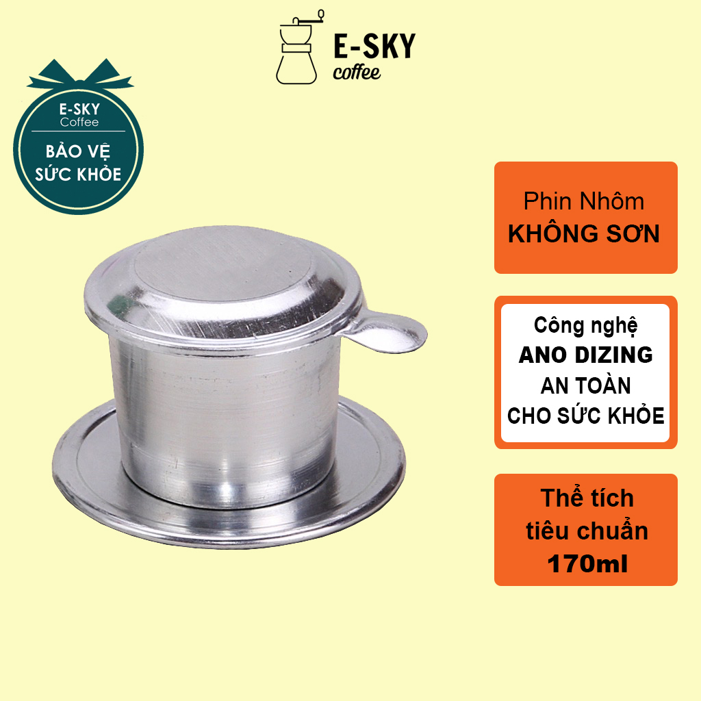 Phin Pha Cà Phê Nhôm Nguyên Chất Không Sơn Thể Tích 170ml Miệng 7cm