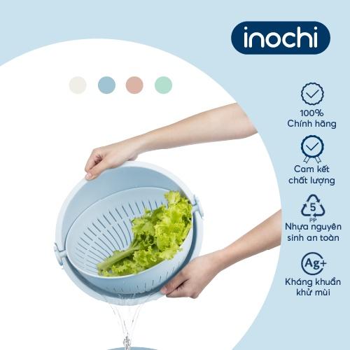 Bộ thau rổ xoay đa năng Inochi - 28 cm màu Hồng/Xanh/Ghi