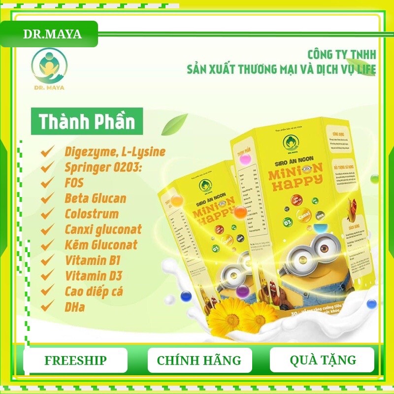 Siro ăn ngon MINION Happy 30 gói - 10ml/gói - Hàng chính hãng - Freeship - T.ố.t nhất cho bé , cung cấp chất dinh dưỡng, giúp bé ăn ngon miệng, tăng cân phát triển