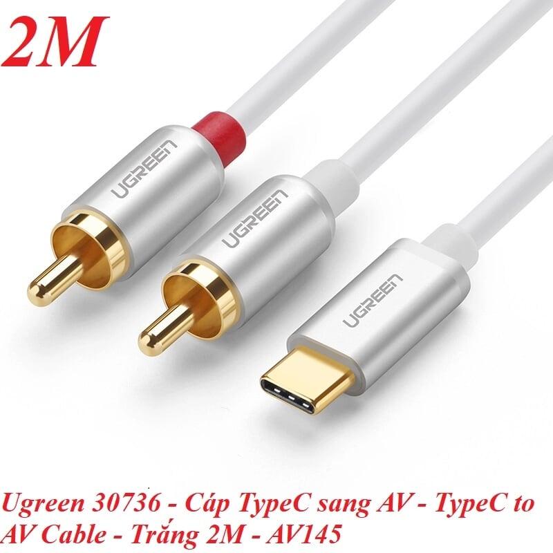 Ugreen UG30736AV145TK 2M màu trắng Dây chuyển đổi USB-C sang 2RCA có chipset - HÀNG CHÍNH HÃNG