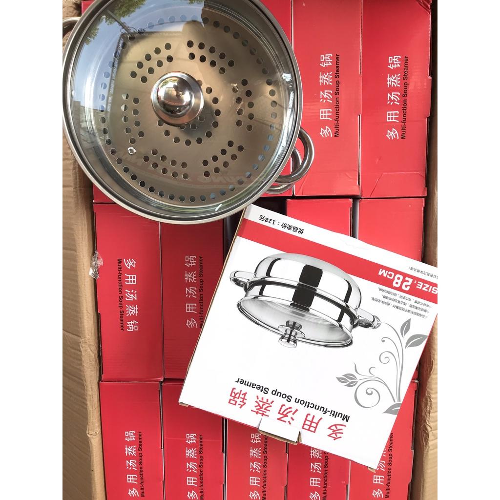 Nồi hấp Inox 2 tầng sử dụng cho cả bếp từ và bếp ga