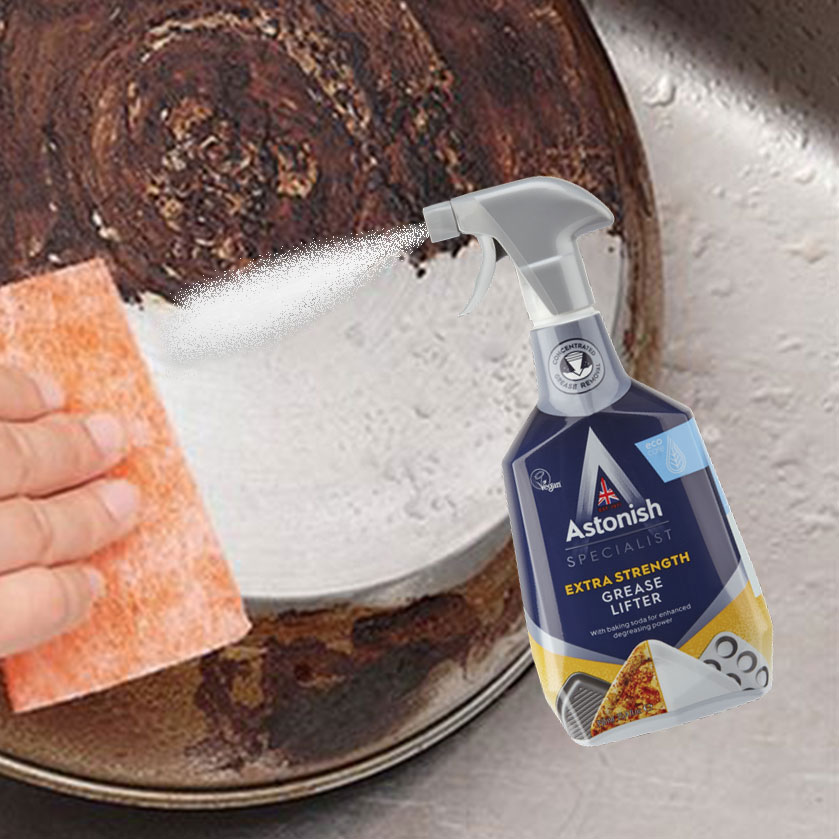 Siêu tẩy dầu mỡ cháy khét bếp Astonish tẩy sạch lưới lọc máy hút mùi, mặt bếp ga, bếp từ, tường gạch ốp. Chai 750ml