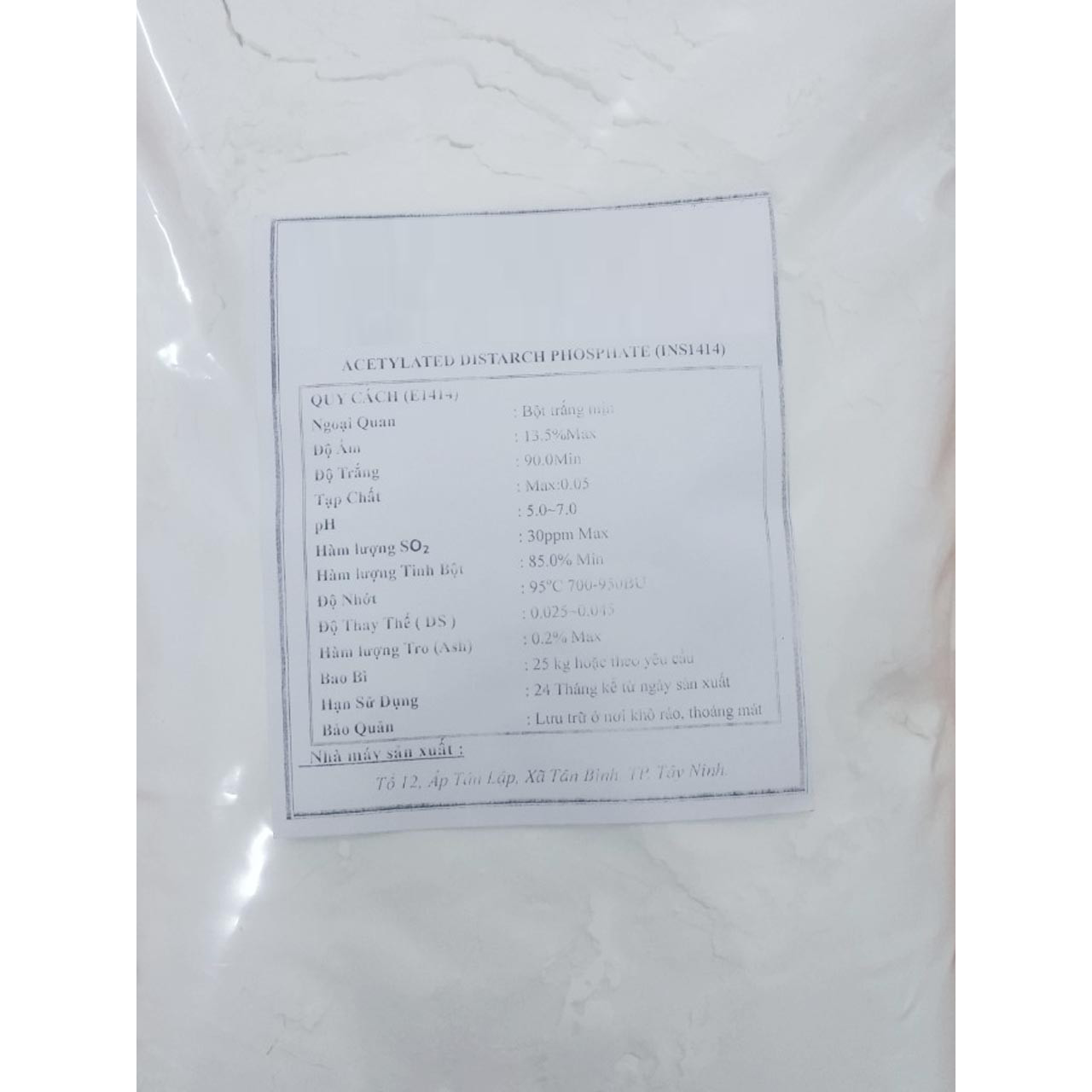 TINH BỘT BIẾN TÍNH ACETYLATED DISTARCH PHOSPHATE (INS1414) I Gói 1kg