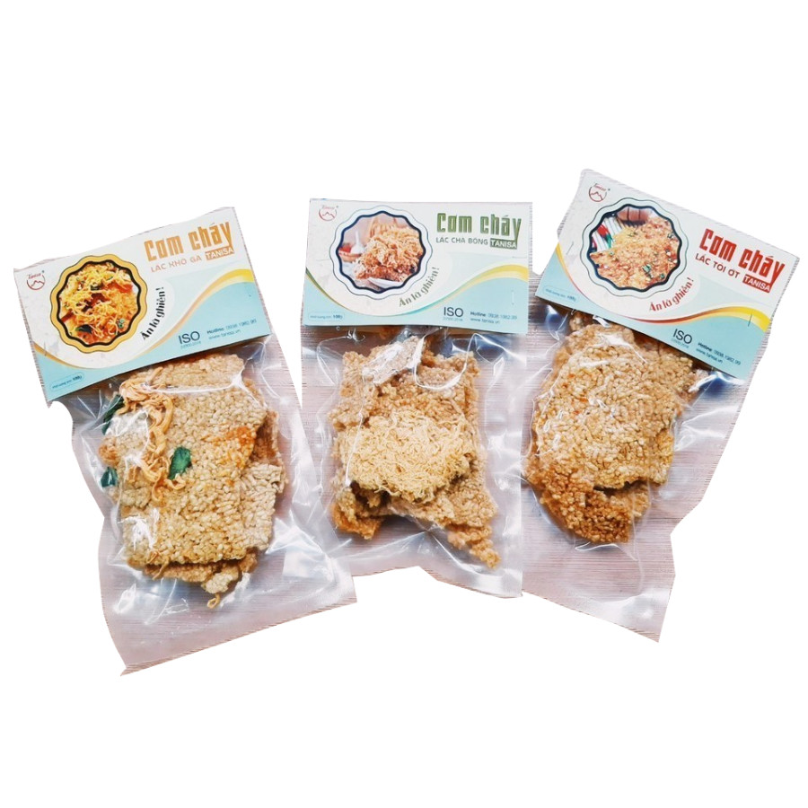 Cơm cháy Tanisa (túi 100gr), cơm cháy khô gà lá chanh, cơm cháy chà bông, giòn rụm, đậm vị. An toàn VSTP ISO: 22000