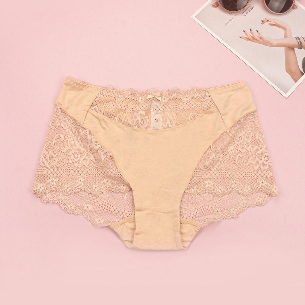 Quần Lót Nữ Cotton Phối Ren Cạp Cao LUPERI SP760 Dáng Hipster Mềm Mịn, Co Giãn, Không Lằn Mông, Kháng Khuẩn, Khử Mùi Tốt