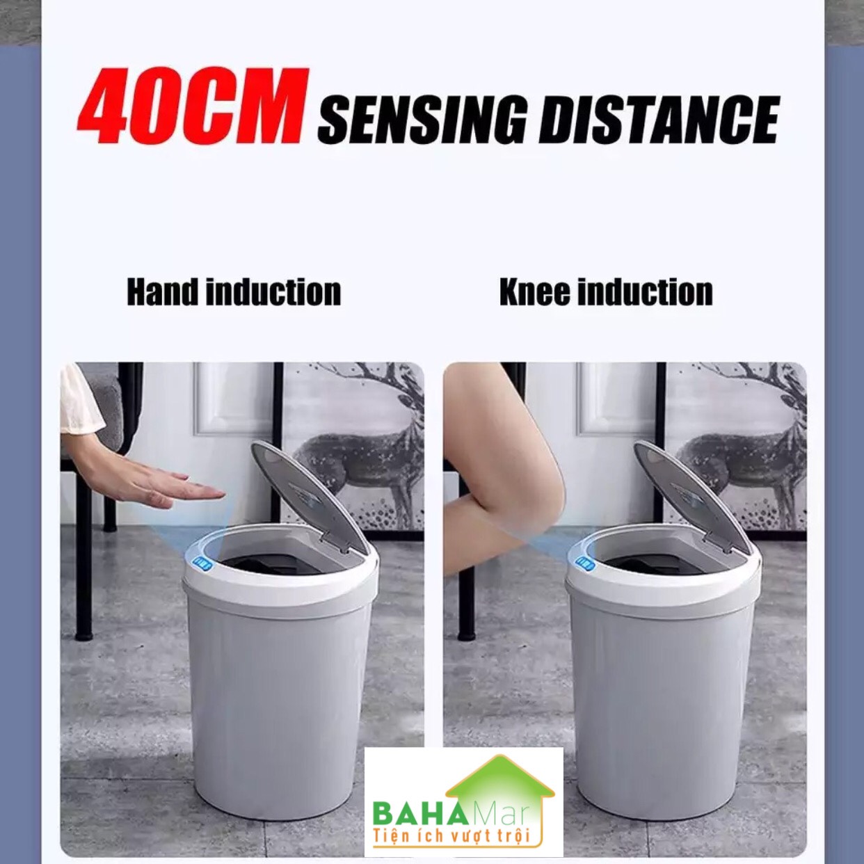 THÙNG RÁC THÔNG MINH TỰ ĐỘNG MỞ NẮP BẰNG CẢM ỨNG BAHAMAR cảm ứng hồng ngoại thông minh hiện đại và tiện ích
