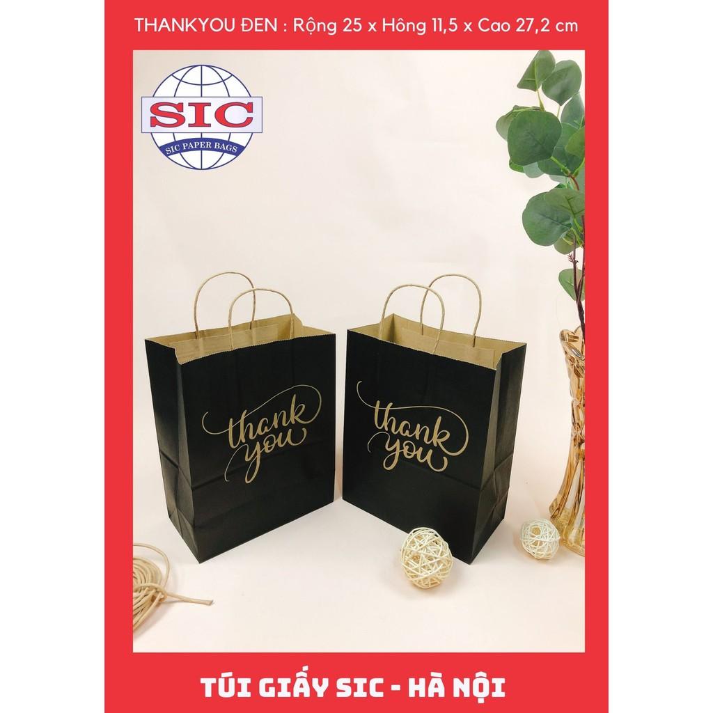 Set 20 túi giấy KRAFT ThankYou in đen nền bệt size M có quai