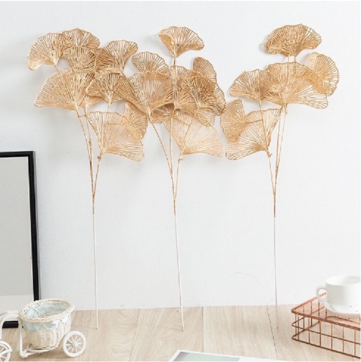 Cành lá nhũ vàng rẻ quạt ,cành tim,nhánh táo vàng dài 75cm dercor,trang trí Tết siêu sang