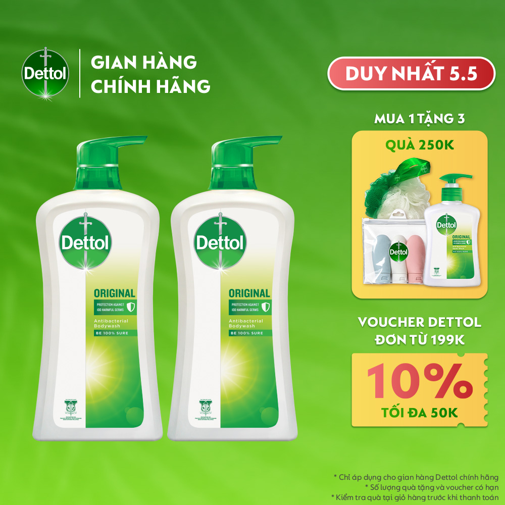 Bộ 2 Dettol Sữa tắm diệt khuẩn 950G