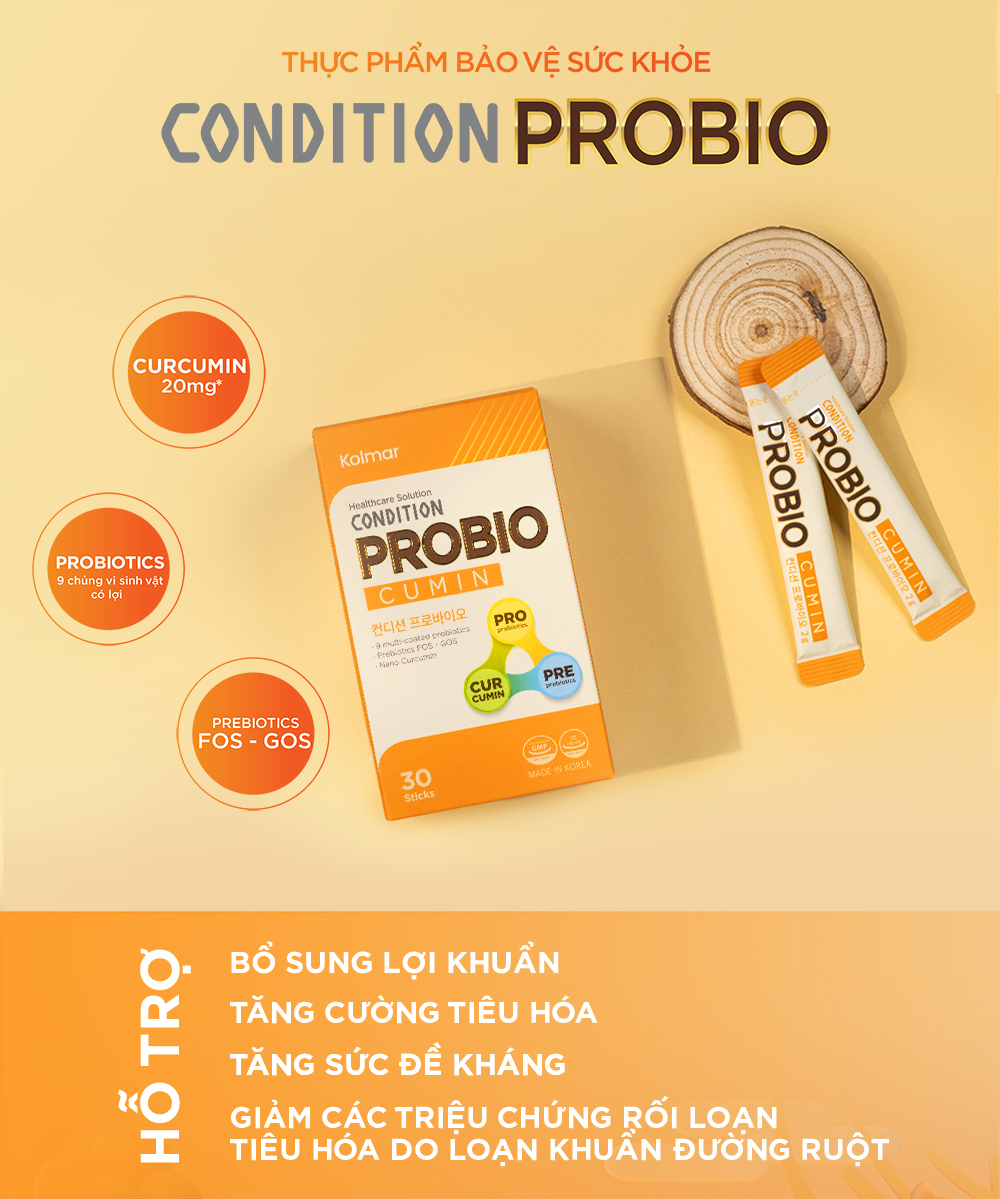 Thực phẩm bảo vệ sức khỏe CONDITION PROBIO - Bổ sung lợi khuẩn, tăng cường tiêu hóa - Hộp 30 Gói