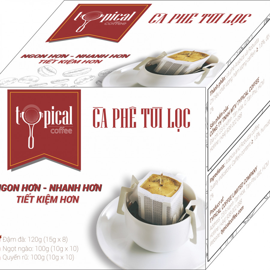 Cà phê túi lọc Typical Coffee vị Đậm 120g