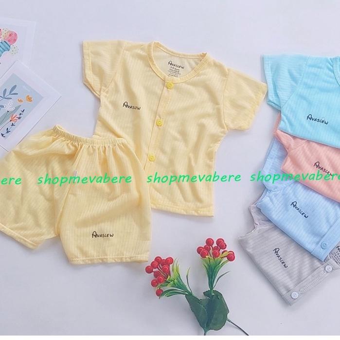 Bộ cộc tay sợi tre cao cấp, cài cúc giữa cho bé trai bé gái sơ sinh 3-13kg - BO56