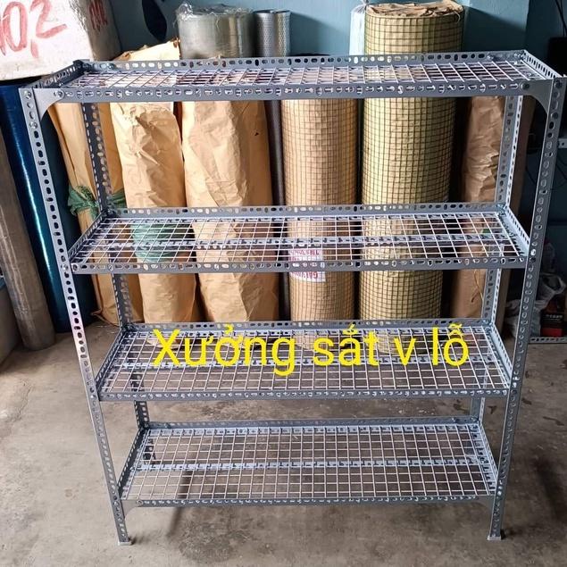 Kệ sắt v Lỗ ( lưới sắt ô vuông) Rộng 40cm x Dài 1M ( cao 60-80-1m-1,2M-1,5M) nhiều tầng