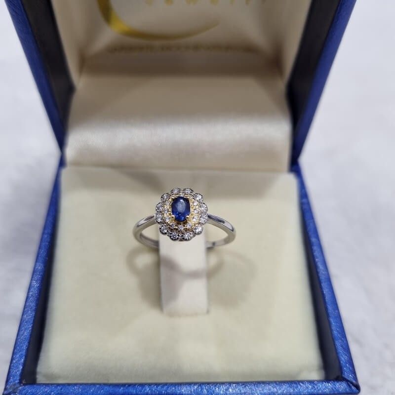 Nhẫn Đính Đá Sapphire thiên nhiên Free Size  - MOON Jewelry