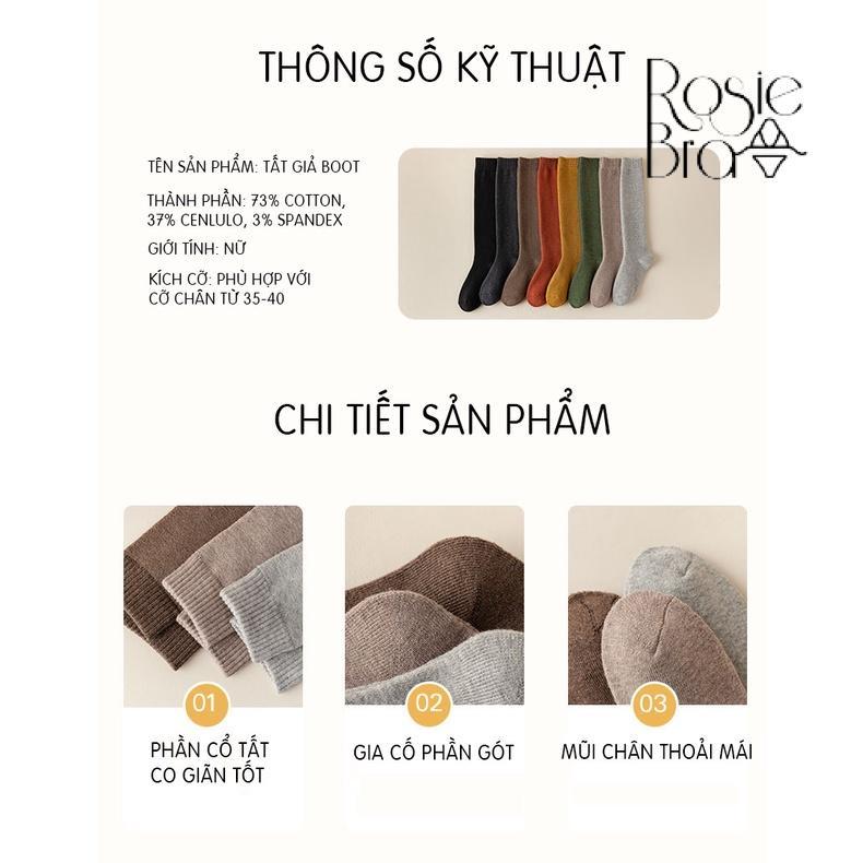 Tất Cao Cổ Giả Boot, Tất Bắp Chân Cotton Len Thu Đông Chất Dày Mềm Mịn PK227