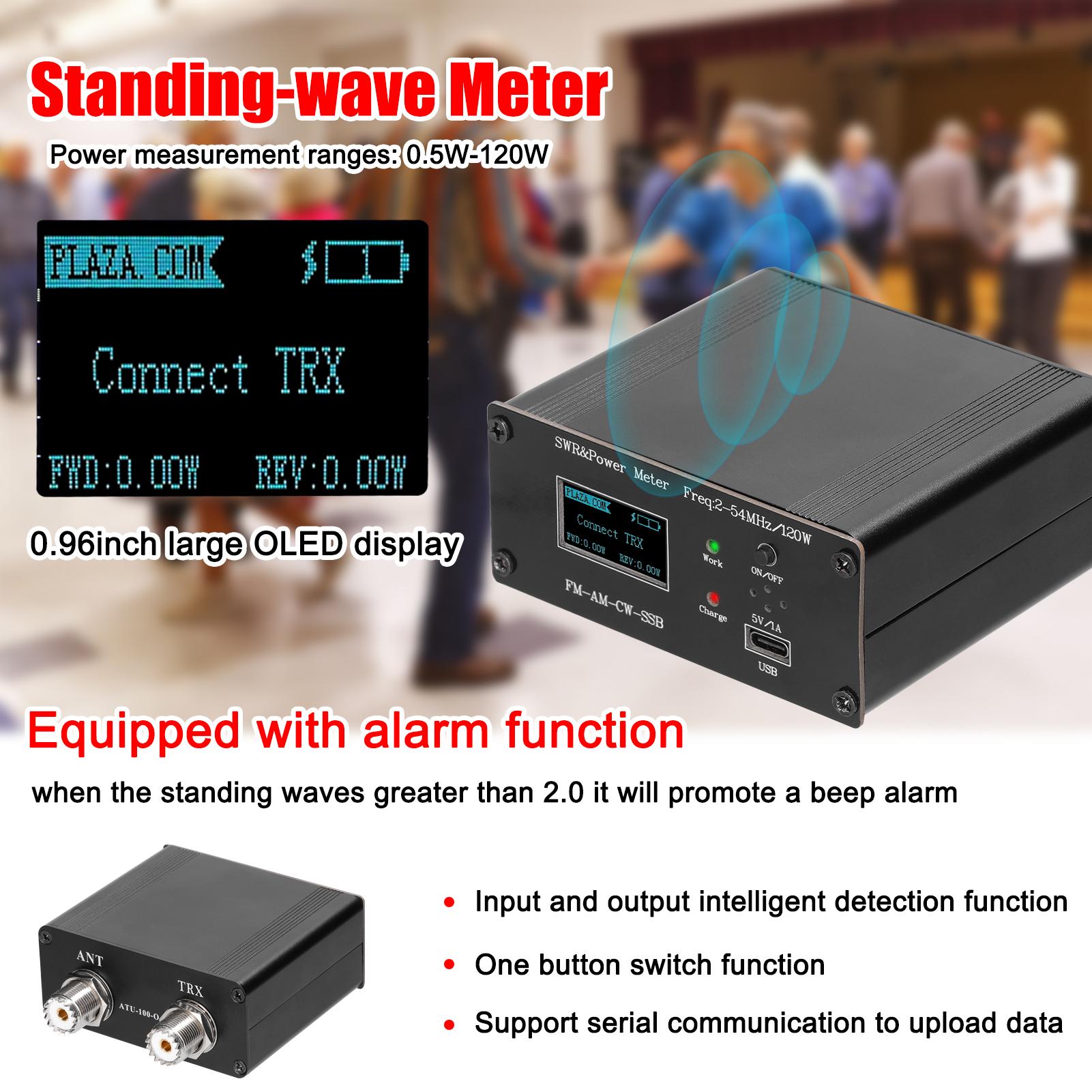 120W OLED Digital Display Power Standing-wave Meter HF Short Waves Power Meter Standing Waves Meter SWR Meter