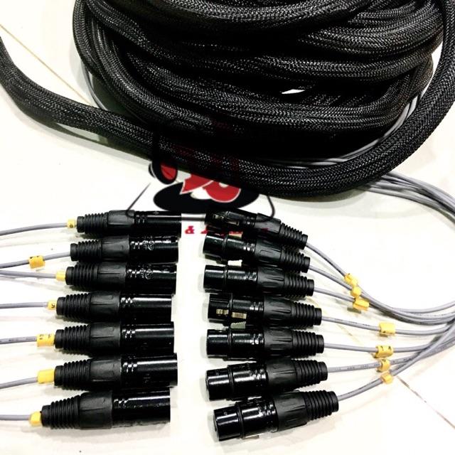 Dây Mic trống 7 đầu Jack 10m dây micro drum, 7 Jack canon đực cái dài 10m microphone, drum, Jack canon day Mic