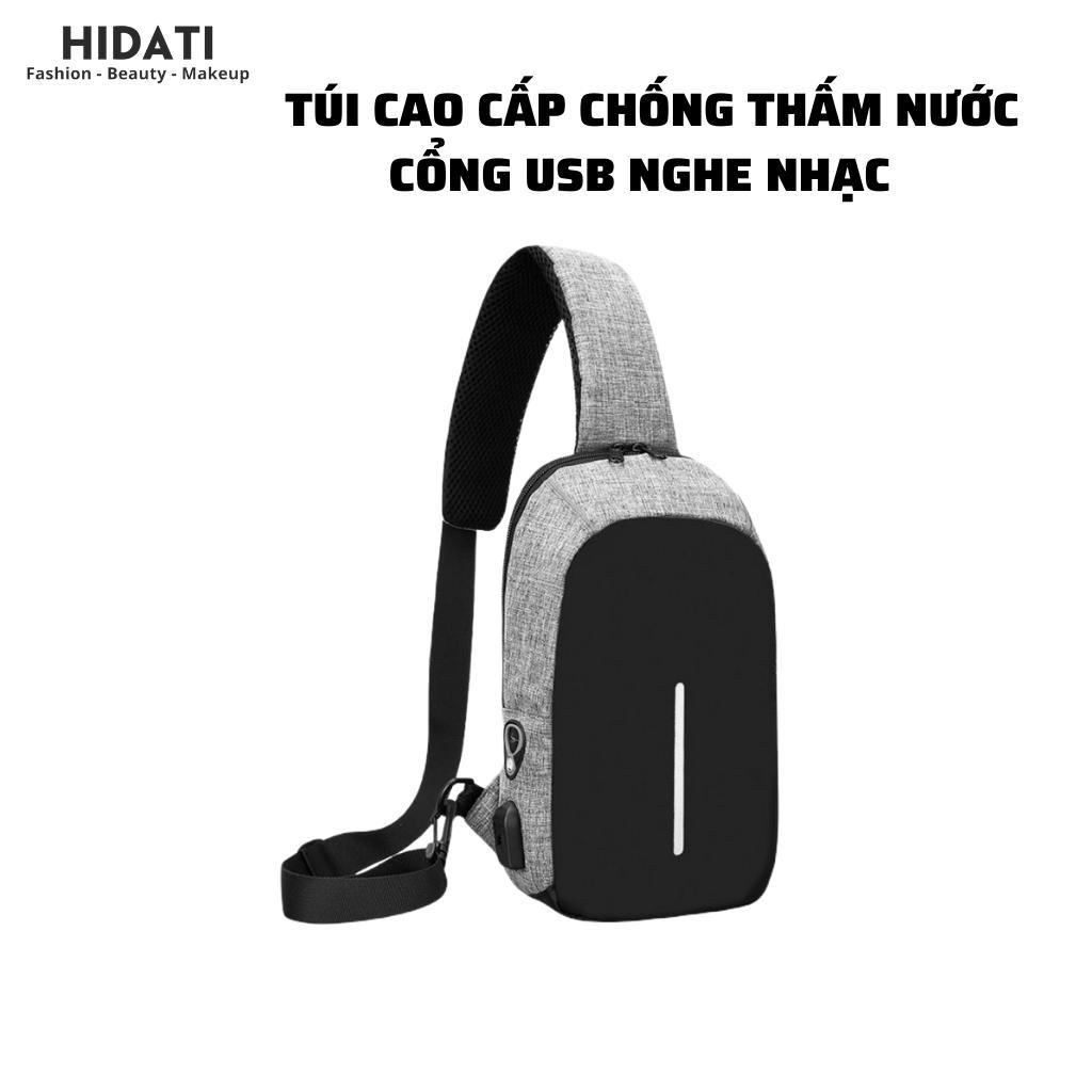 Túi đeo chéo nam nữ có Cổng USB sạc điện thoại, du lịch vải gọn nhẹ, thời trang hot 2022