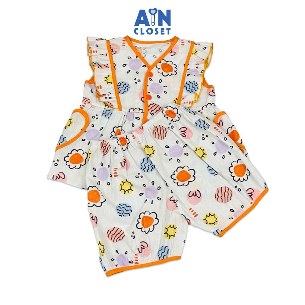 Bộ quần áo Ngắn bé gái hoạ tiết Mặt Trời Cam Cotton - AICDBGHOZAYL - AIN Closet
